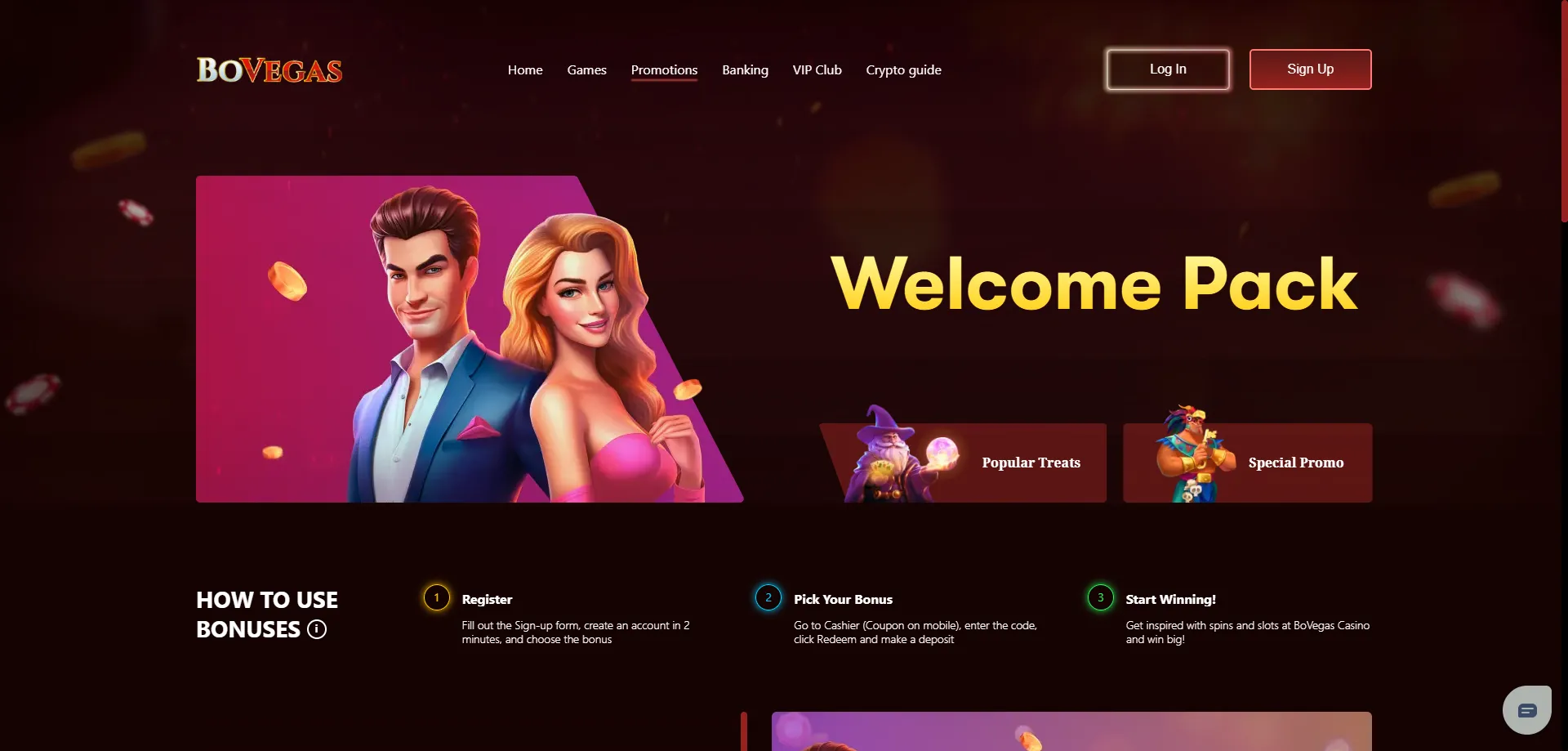 Bovegas Casino welcome bonus and promotions page 2026