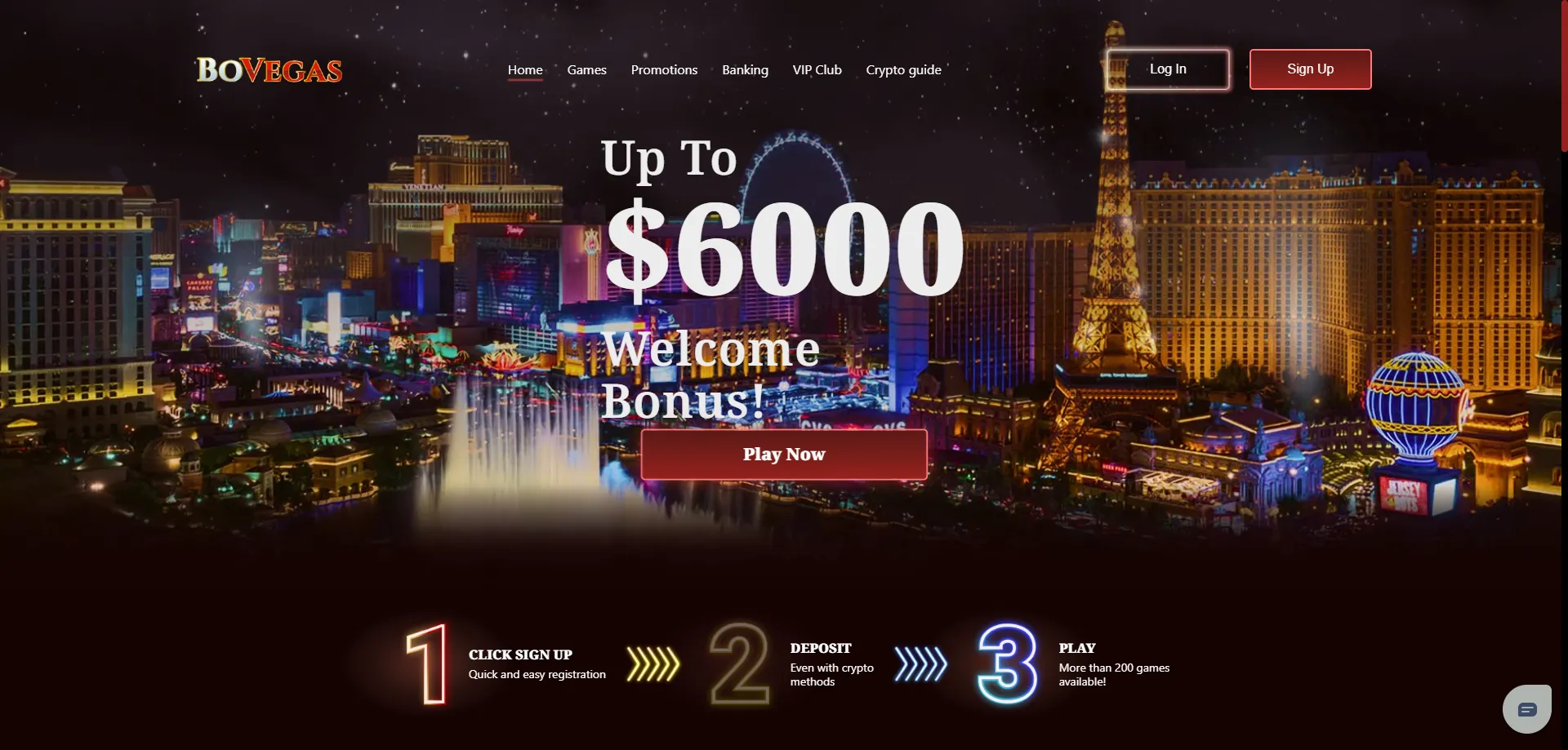 Bovegas Casino official homepage overview — games and bonuses 2026